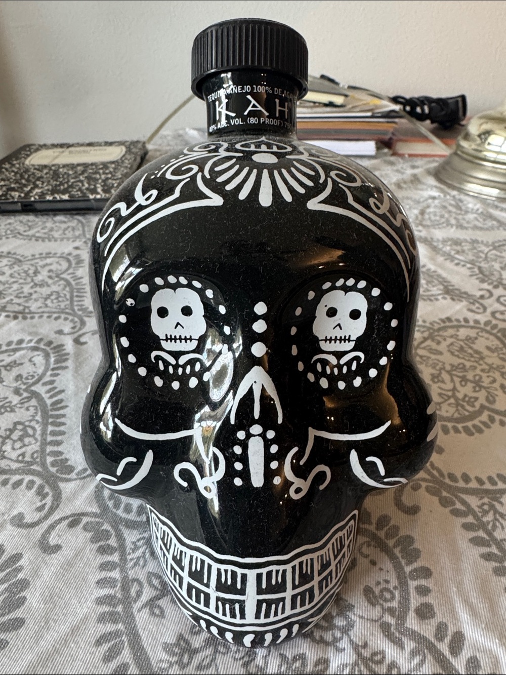 Tequila Black Skull Ceramic Decanter - Decorative Home Accent